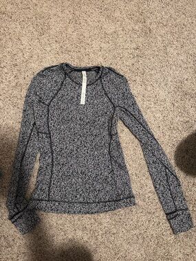 lululemon athletica Black & White Herringbone Long Sleeve Top